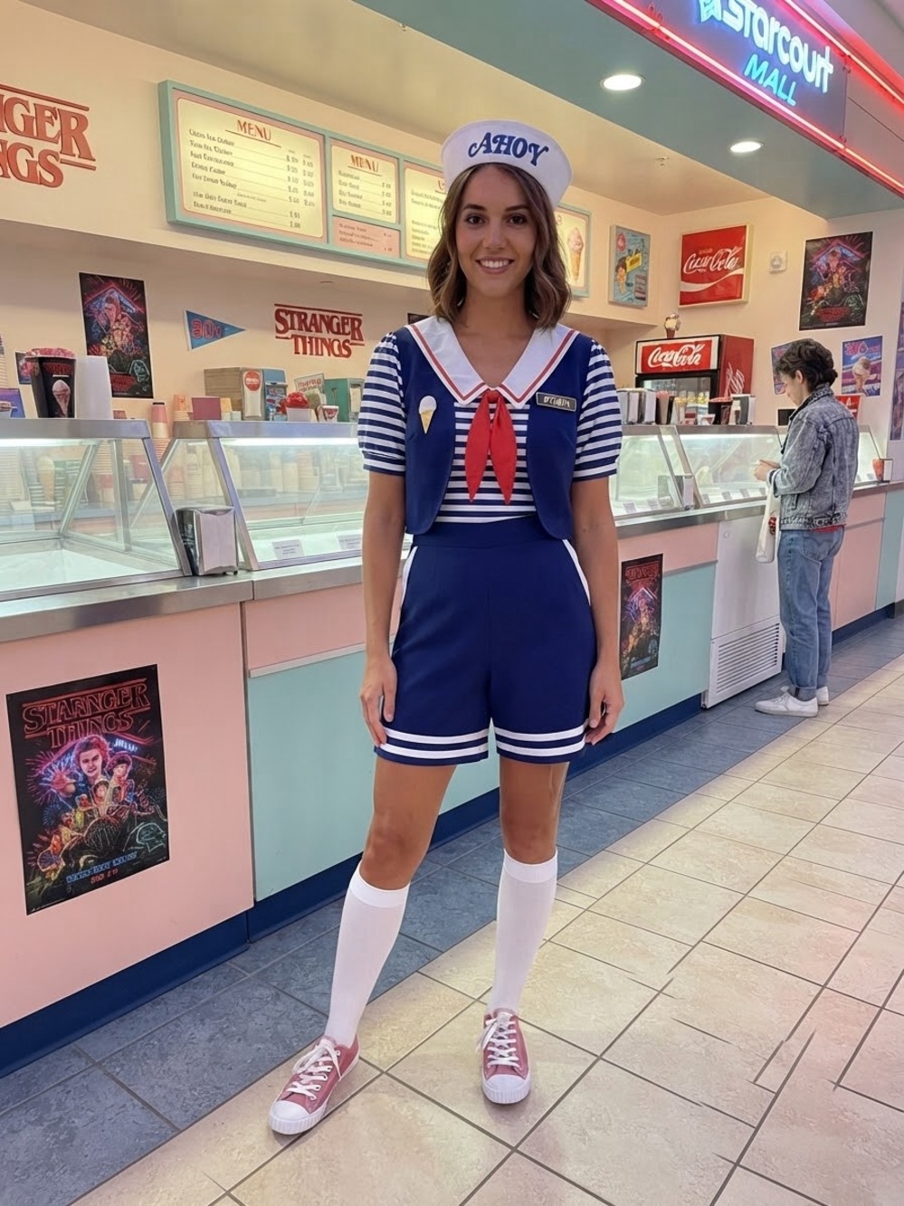 Stranger Things Scoops Ahoy Robin Costume Set Size Small 4-6 Spirit Halloween